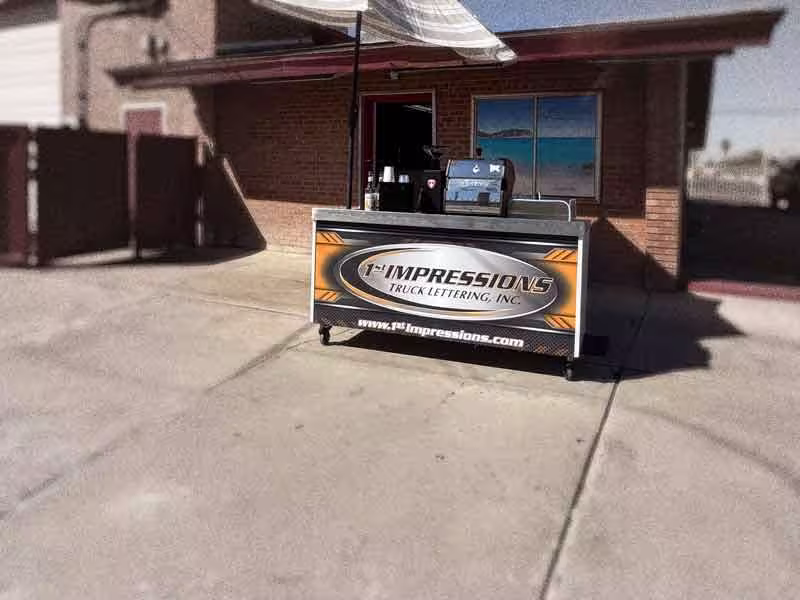 1st impressions truck lettering branded coffee cart 