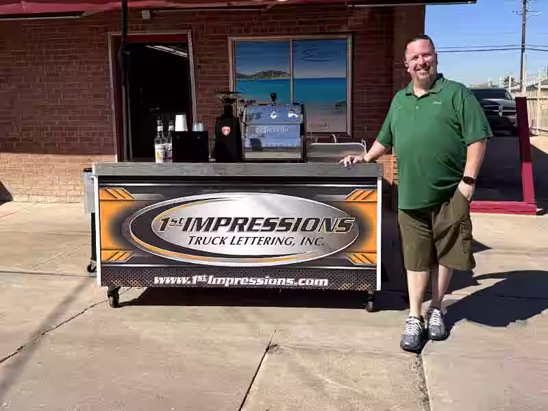 Chris with the Branded Coffee Cart