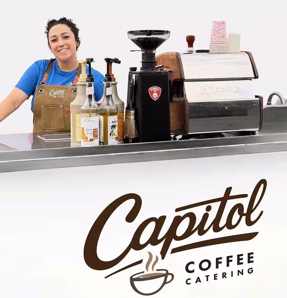 Capitol Coffee Catering cart with a barista